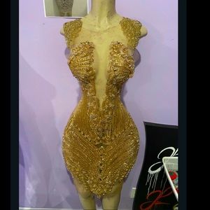 BEAUTIFUL BIRTHDAY DRESS 😍😍 Custom made dress is so pretty with Gold crystals